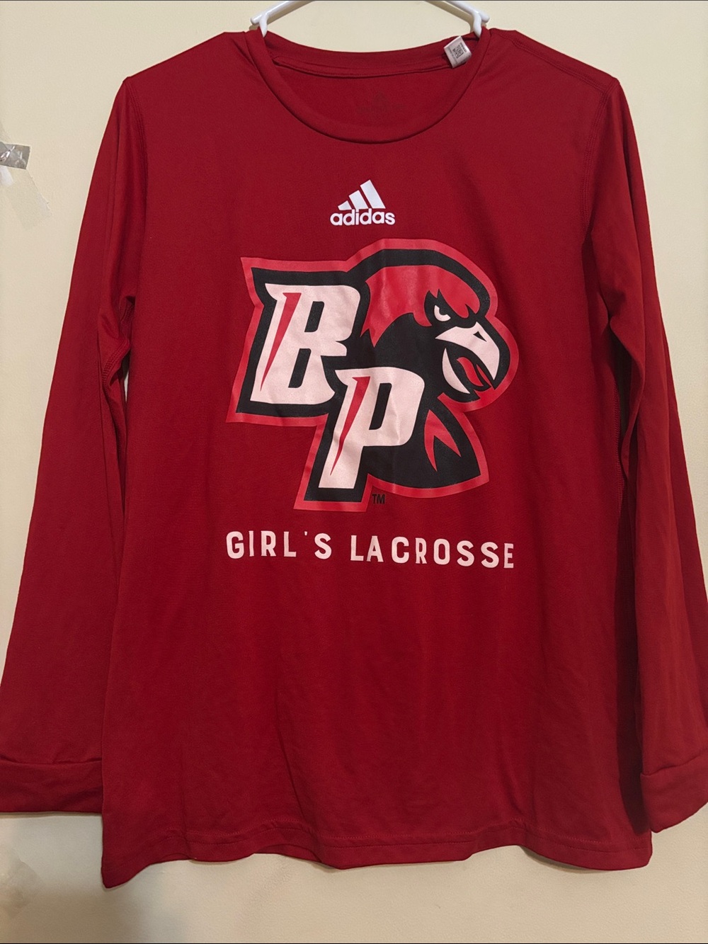 adidas Red Long-Sleeve Girls' Lacrosse Performance Tee